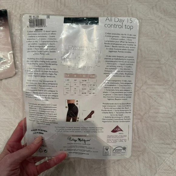 NEW Black Control Top Semi Sheer Nylons,  Philippe Matignon, 3M - Picture 3 of 3